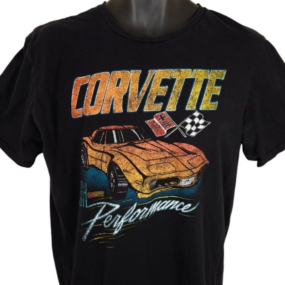 Corvette T Shirt Mens Size Large Black Performance Racing Sports Car